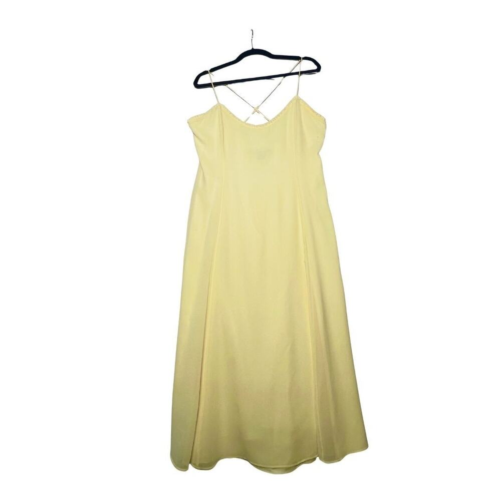 French Connection Women's Raya Butter Yellow Chiffon Ruffle-Neck Dress Size 14